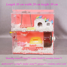 Load image into Gallery viewer, Blue Double Hamster Cage Large Size Dutch Pig Cage Acrylic Pet Nest Small Pet with 30x20x30cm