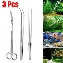 Load image into Gallery viewer, 3/5pcs Aquarium Tank Tools Kit Aquascaping Fish Tank Aquatic Plants Long Tweezers Scissors Stainless Steel Maintenance Tool
