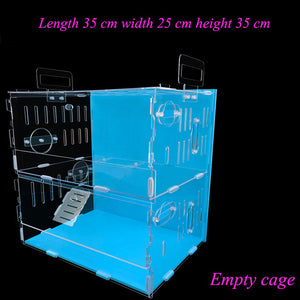 Blue Double Hamster Cage Large Size Dutch Pig Cage Acrylic Pet Nest Small Pet with 30x20x30cm