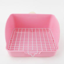 Load image into Gallery viewer, Plastic Pet Cat Rabbit Toilet Trainer Corner Litter Box Cats Toilet Mesh Square Potty Trainer Rat Hamster Corner Litter Box #3
