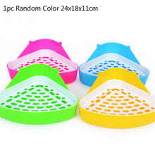 Load image into Gallery viewer, Plastic Pet Cat Rabbit Toilet Trainer Corner Litter Box Cats Toilet Mesh Square Potty Trainer Rat Hamster Corner Litter Box #3
