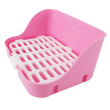 Load image into Gallery viewer, Plastic Pet Cat Rabbit Toilet Trainer Corner Litter Box Cats Toilet Mesh Square Potty Trainer Rat Hamster Corner Litter Box #3
